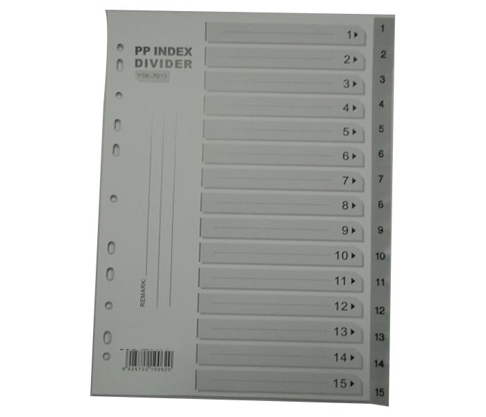 Panda D115GPVC 1 to 15 PVC Grey Index Divider - Zoom Image