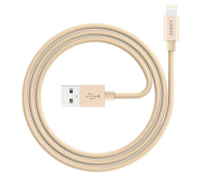 Aukey CB-D16 1.2m Nylon Braided MFi Lightning Cable - Gold - Zoom Image 4