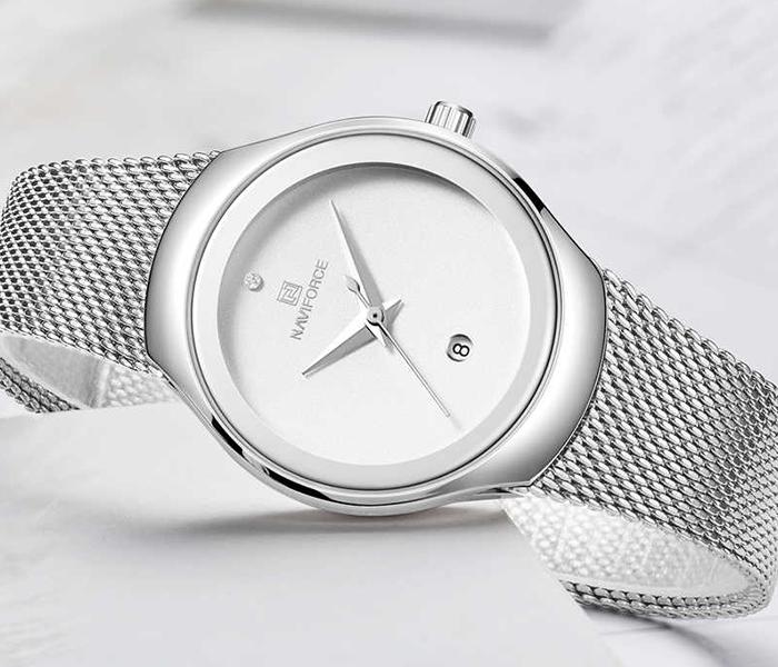 Naviforce NF5004 Luxury Ultra Thin Multi-Function Quartz Watch for Woman - Silver & White - Zoom Image 4