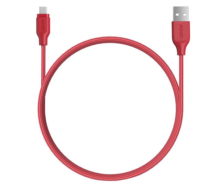 Aukey CB-AM1 1.2m Nylon Braided Micro USB Cable - Red - Zoom Image 3