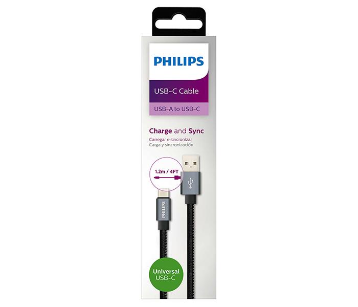 Philips DLC2528B Sync and Charge USB A to C Cable - Black, 1.2 Meter - Zoom Image 2