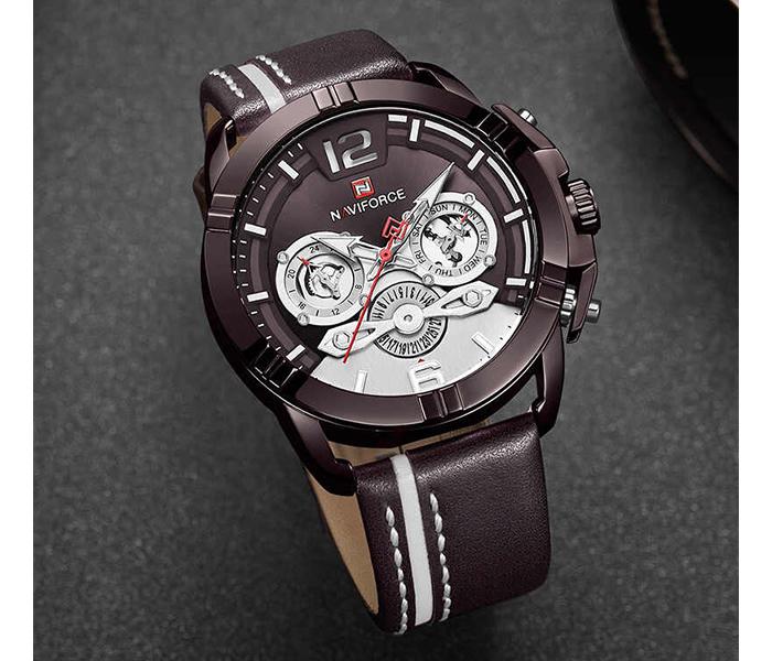 Naviforce NF9168 Luxury Quartz Sport Watch for Men - Brown - Zoom Image 4