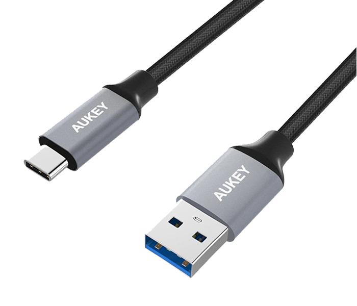 Aukey CB-CD2 1m Nylon Braided USB 3.0 to C Cable - Grey - Zoom Image 1