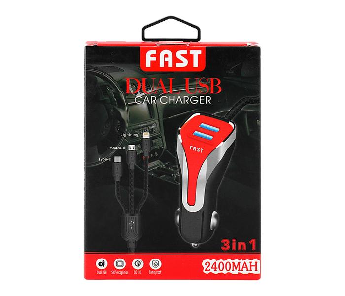 Offal 3 in 1 Fast Dual USB 2400mAh Car Charger - Zoom Image 6