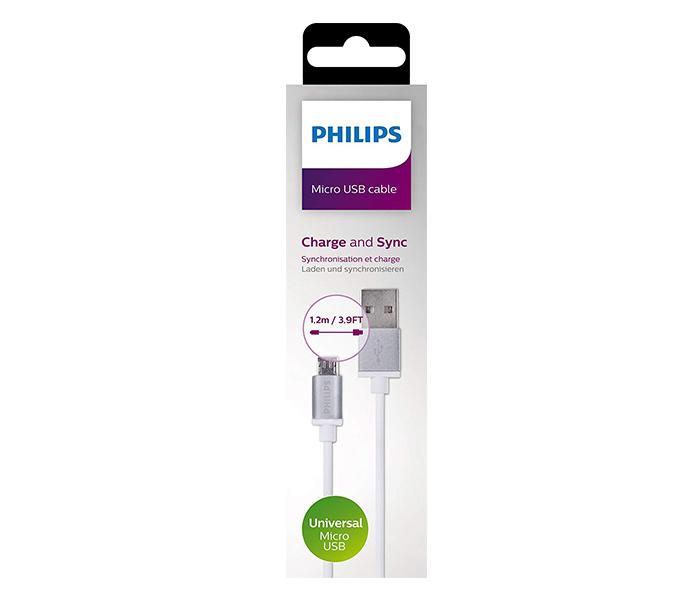 Philips DLC2518M Sync and Charge USB to Micro USB Cable - White, 1.2 Meter - Zoom Image 2