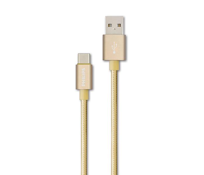 Philips DLC2528G Sync and Charge USB A to C Cable - Gold, 1.2 Meter - Zoom Image 1