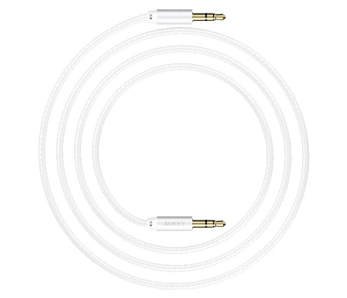 Aukey CB-V12 1.2m Nylon Braided 3.5mm Audio Aux Cable - White - Zoom Image 1