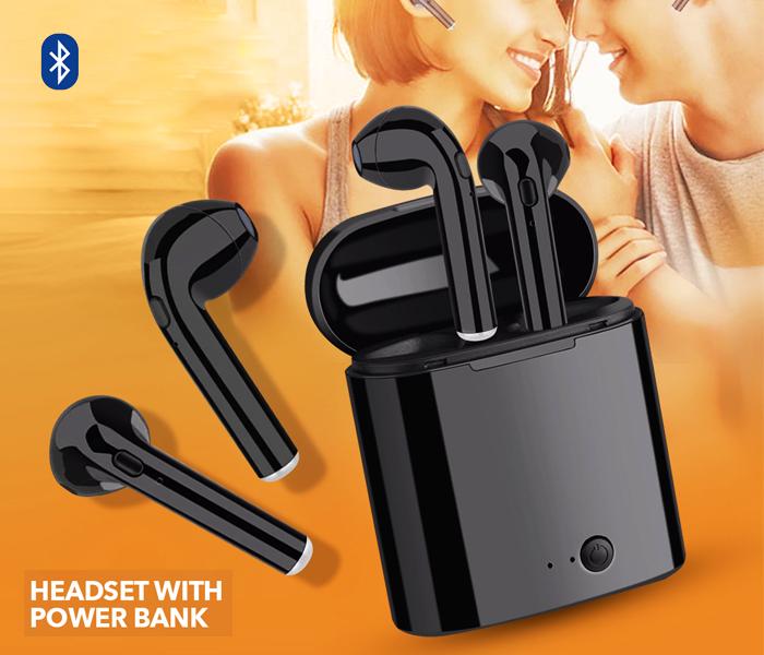  Twin Bluetooth Headset With Power Bank, Black - Zoom Image 4