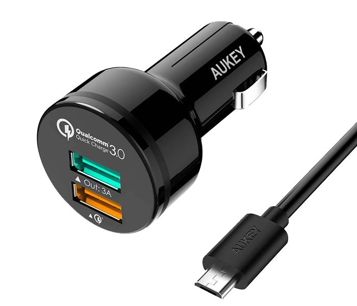 Aukey CC-T7 QC 3.0 Dual Port Car Charger - Black - Zoom Image 3