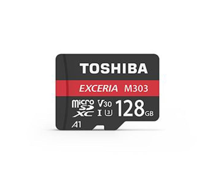 Toshiba THN-M303R1280E2 Exceria 128GB Class A1 98MBs MicroSD Card with Adaptor, Black - Zoom Image 2