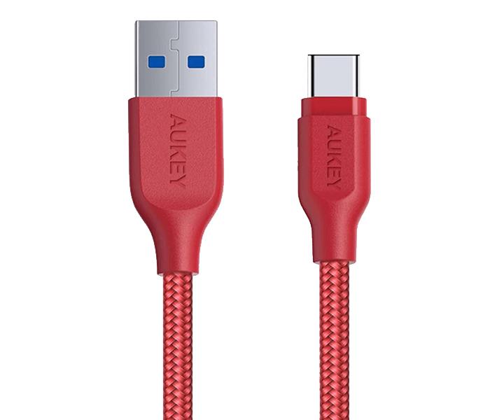 Aukey CB-AC1 1.2m Nylon Braided USB 3.1 Gen 1 to C Cable - Red - Zoom Image 1