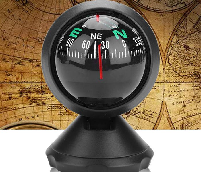 Car Dash Board Compass with Adjustable Bottom Stick - Black - Zoom Image 2