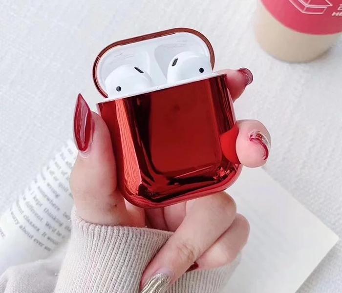 Plastic Mirror Finish Airpod Case - Red - Zoom Image 2