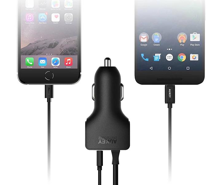 Aukey CC-Y4 USB-C Dual Port Car Charger - Black - Zoom Image 1