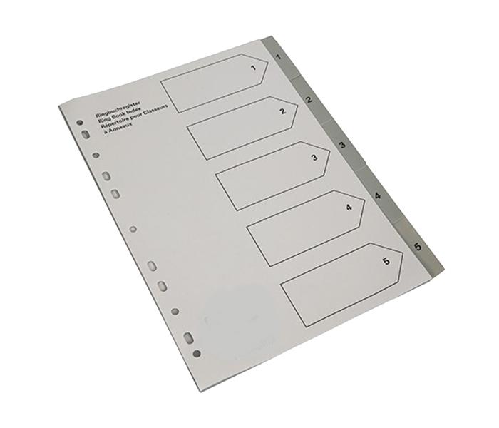 Panda D15GPVC 1 to 5 PVC Grey Index Divider - Zoom Image