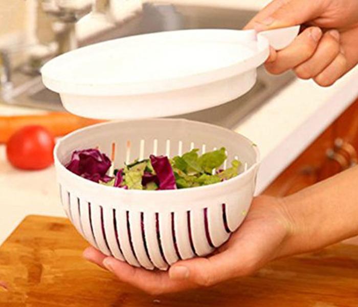 Jeobest Plastic Salad Maker Cutter Bowl - White - Zoom Image 3