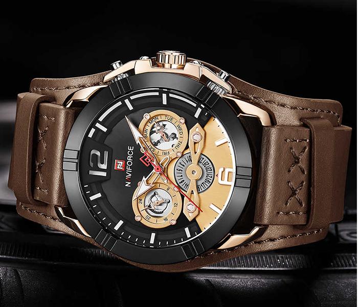 Naviforce NF9162 Luxury Brand Waterproof Sport Watch for Men - Brown - Zoom Image 2