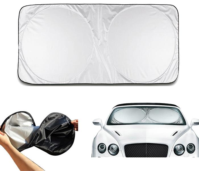 Offal Car Front Window Folding Visor Reflective UV Sunshade Windshield - Grey & Black - Zoom Image 4