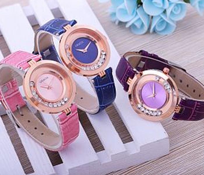 Gracia 3 In 1 Bundle Crystal Studded  Croc Pattern Leather Strap Women's Watch - Zoom Image 1