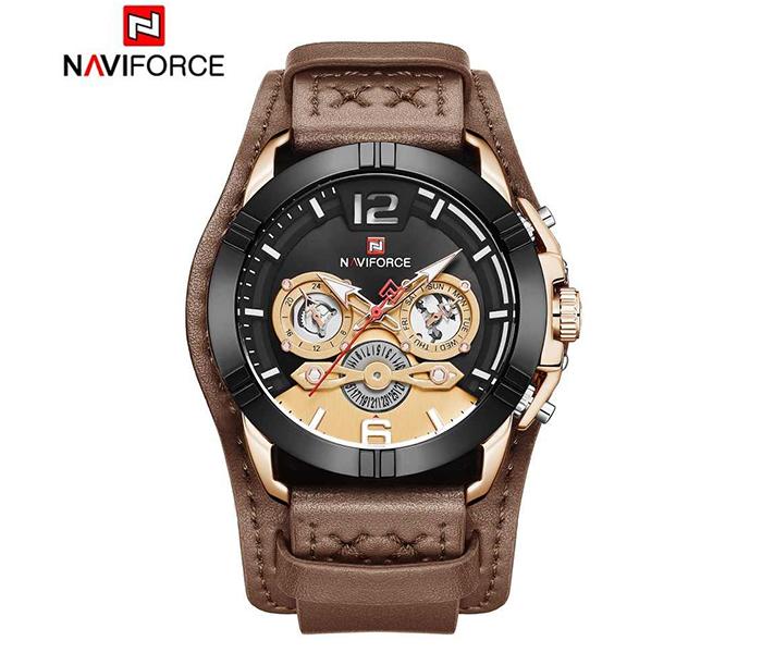 Naviforce NF9162 Luxury Brand Waterproof Sport Watch for Men - Brown - Zoom Image 3