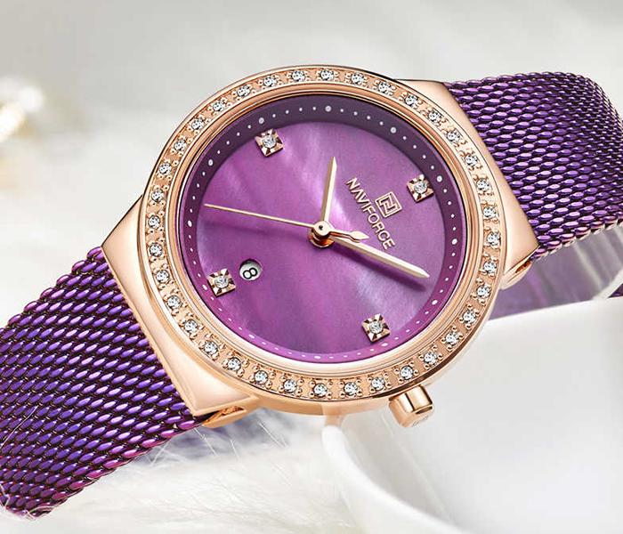 Naviforce NF5005 Luxury Famale Multi-Function Quartz Fashion Watch - Purple - Zoom Image 5