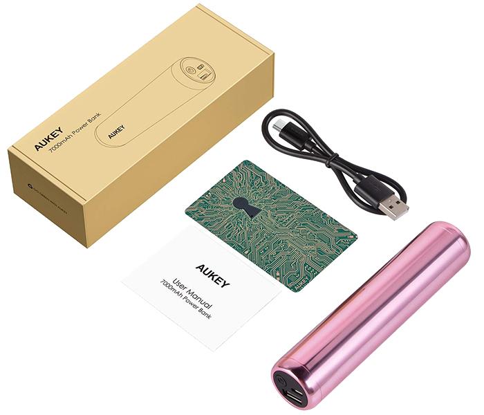 Aukey PB-N55 7000mAh Lipstick Sized Glossy Power Bank - Pink - Zoom Image 6