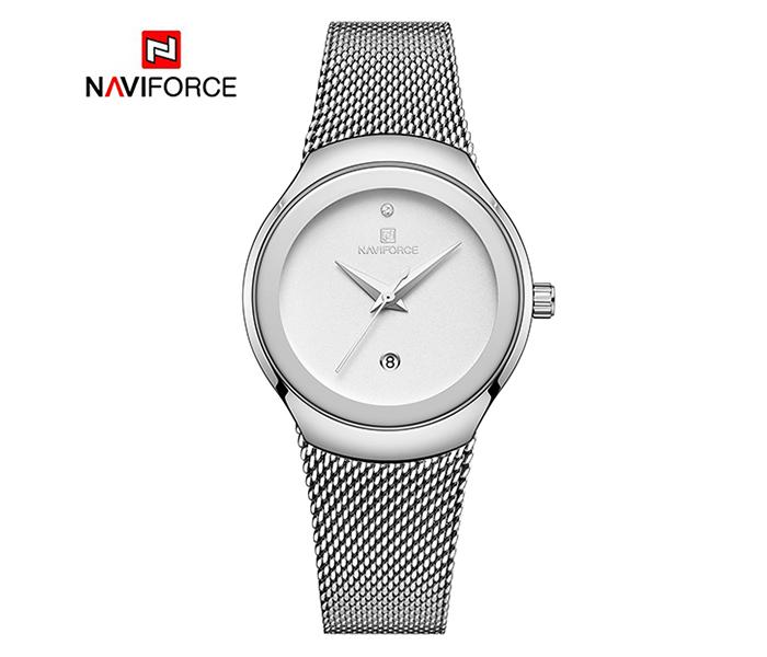 Naviforce NF5004 Luxury Ultra Thin Multi-Function Quartz Watch for Woman - Silver & White - Zoom Image 3