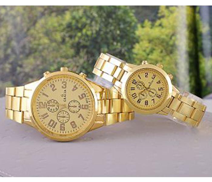 Gracia GRC2021 Classic Sub Dial Design Stainless Steel Pair Watch - Gold - Zoom Image 4