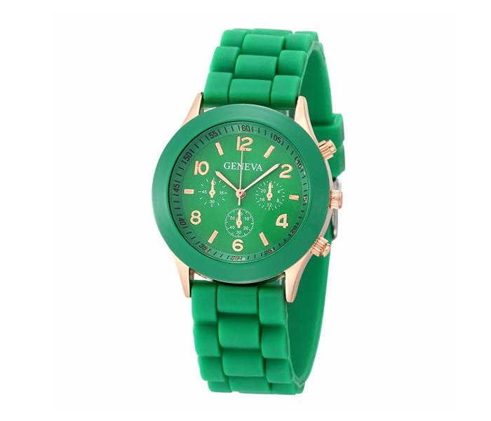 Geneva Silicone Band Woman Watch - Green - Zoom Image