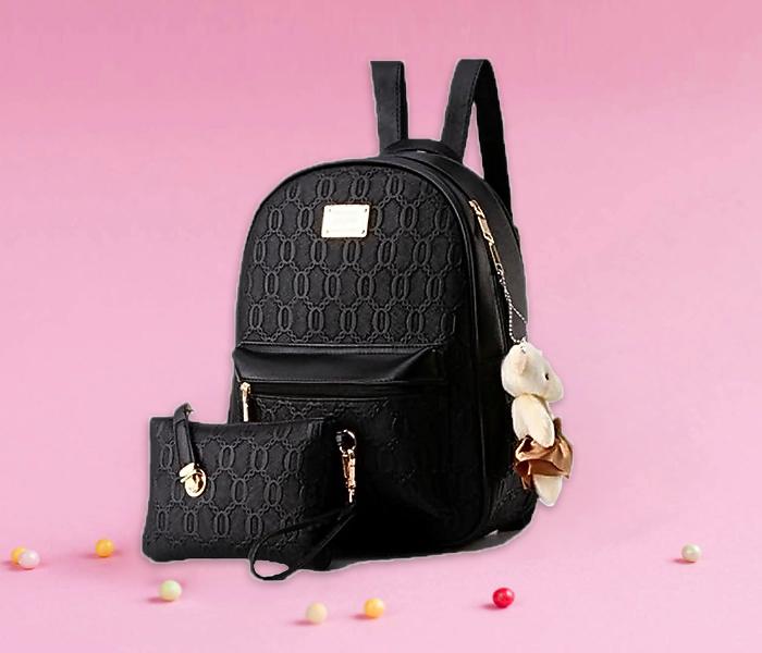 Korean Style Backpack for Girls 2 Pieces KSBG2PB87 Black - Zoom Image