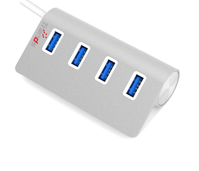 Trands TR-HB6880 Alloy Aluminium USB 3.0 Multi 4 Port USB Hub for PC - Silver - Zoom Image 2