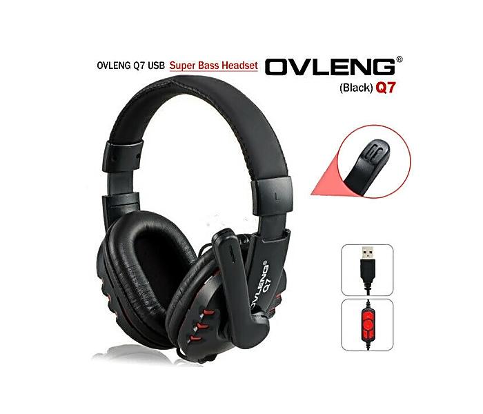 OVLENG Q7 SUPER BASS USB HEADPHONE - RED - Zoom Image 1