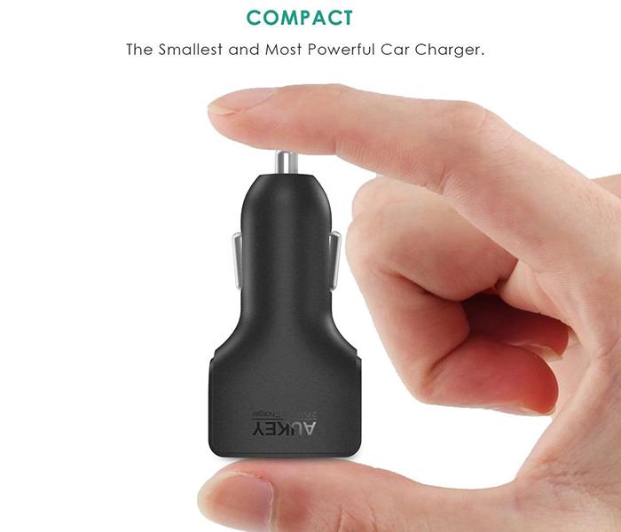 AUKEY CC-S3 4.8A Dual USB Port Car Charger with Ai Power - Black - Zoom Image 1