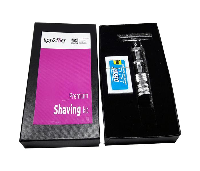 Tips & Toes TT-0702 Stainless Steel Premium Shaving Kit with Grippy Design Handle - Silver - Zoom Image 4