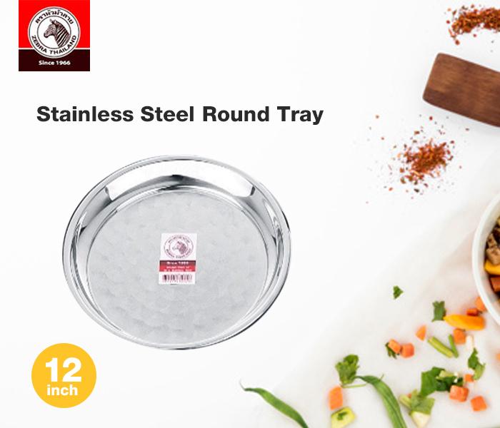 Zebra ZE-131030 Stainless Steel 12 Inch Round Tray Silver - Zoom Image 1