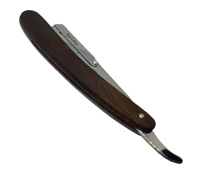 Tips & Toes TT-0741 Professional Straight Razor with Wooden Handle - Brown & Silver - Zoom Image 1