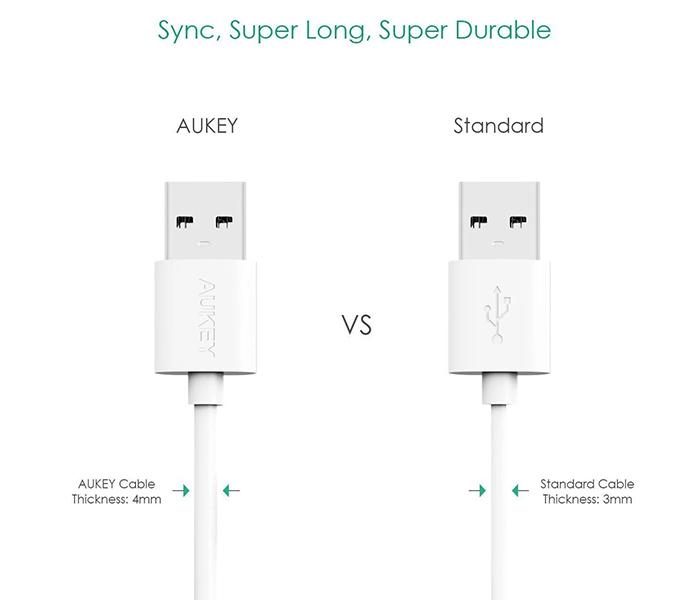 AUKEY CB-D9 2m Micro USB Cable - White - Zoom Image 3