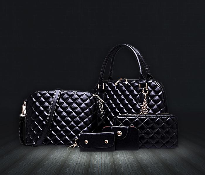 Fashion Crocodile Pattern Composite Women Shoulder Bags Set of 5 pcs 32093 Black - Zoom Image 1