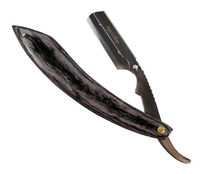 Tips & Toes TT-0742 Professional Straight Razor with Wooden Handle - Brown & Silver - Zoom Image 2