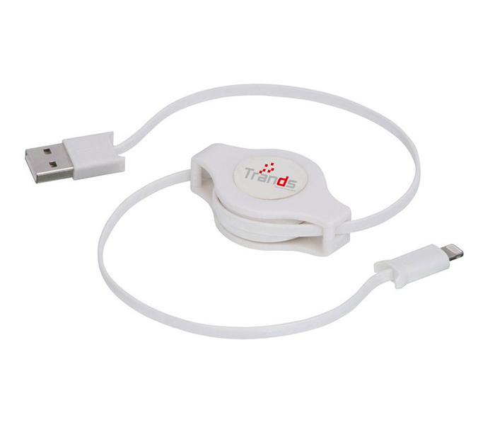 Trands TR-CA619 2 Feet Retractable MFi Cable - White - Zoom Image 2