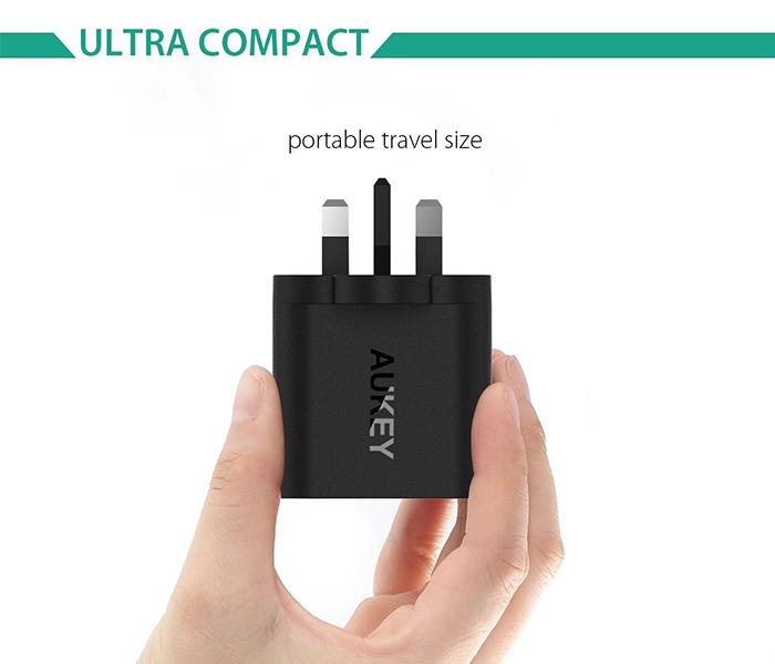 AUKEY PA-T9 19.5W Qualcomm Quick Charge 3.0 USB Travel Wall Charger - Black - Zoom Image 4