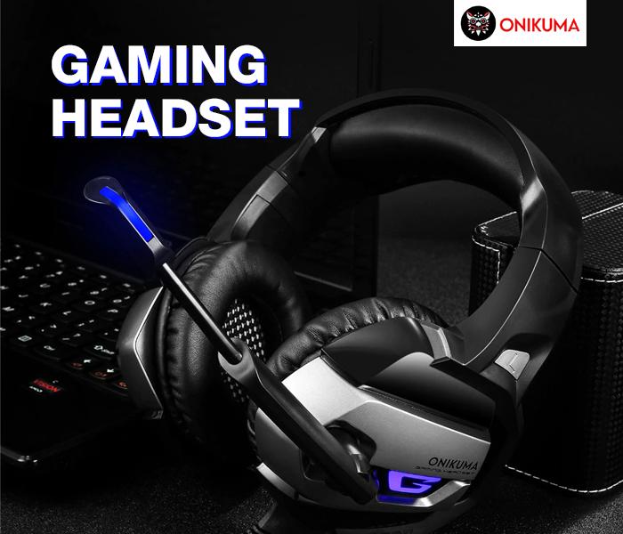 Onikuma K5 Gaming Headset For Xbox One, PS4 and PC - Grey - Zoom Image 1