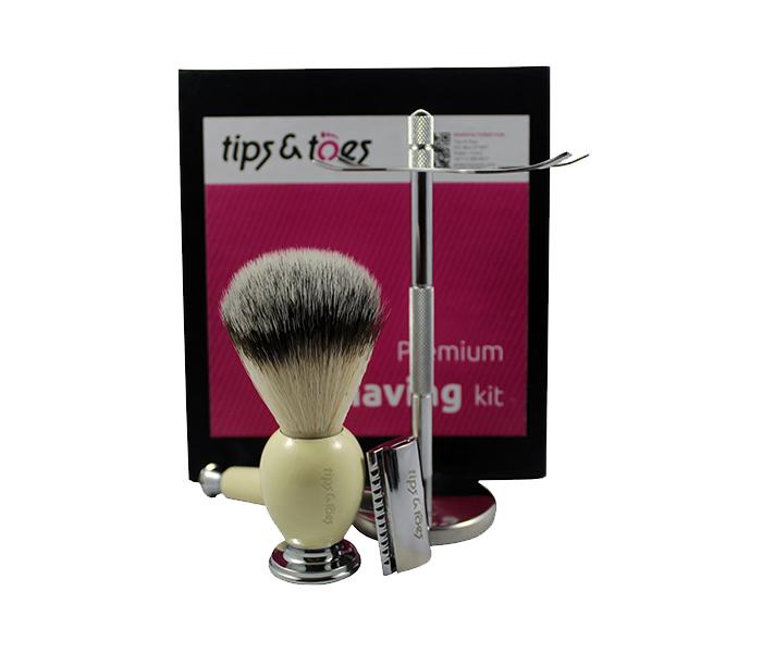 Tips & Toes TT-0650 Safety Razor Classic Shaving Kit - Off White - Zoom Image 1