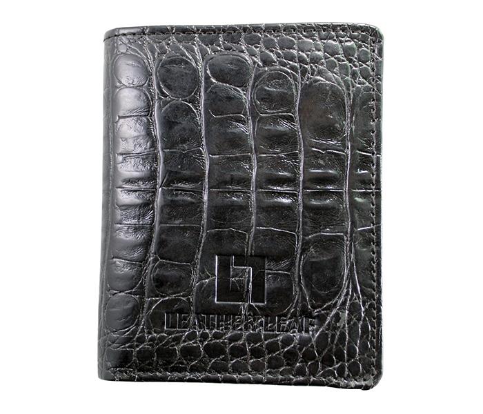 Leather Leaf LL-102 Crocodile Textured Genuine Leather Wallet for Men - Black - Zoom Image 1