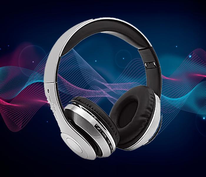 STN-16 Wireless Bluetooth Extra Bass Over-Ear Headphones With Mic - White - Zoom Image 1