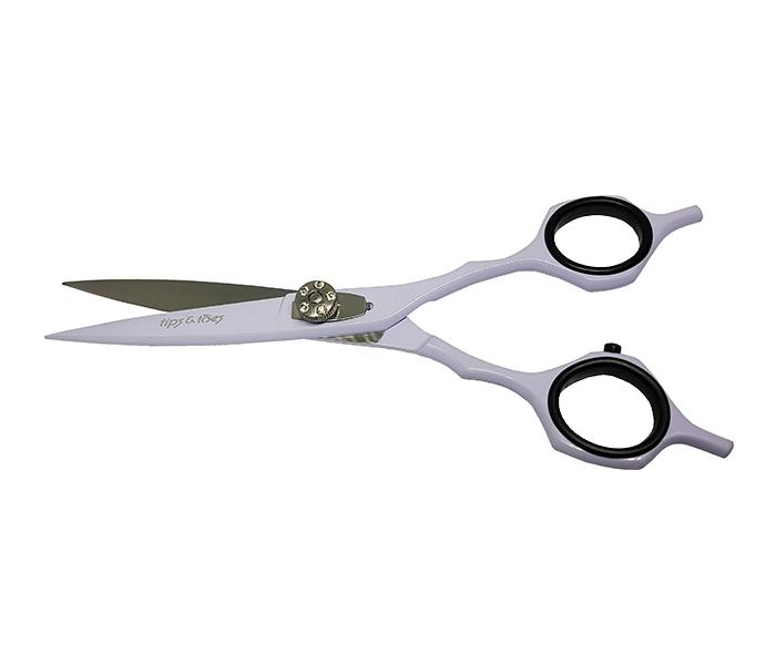 Tips & Toes TT-0726 WHT Stainless Steel Powder Coated Double Finger Rest Professional Barber Razor Shears - White - Zoom Image 2