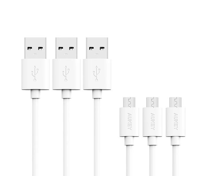 AUKEY CB-D10 20AWG Qualcomm Quick Charge 2.0 & 3.0 Micro USB Cable - 3 Pieces, White - Zoom Image 3