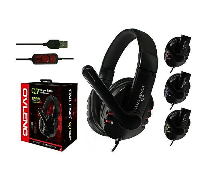 OVLENG Q7 SUPER BASS USB HEADPHONE - RED - Zoom Image 3