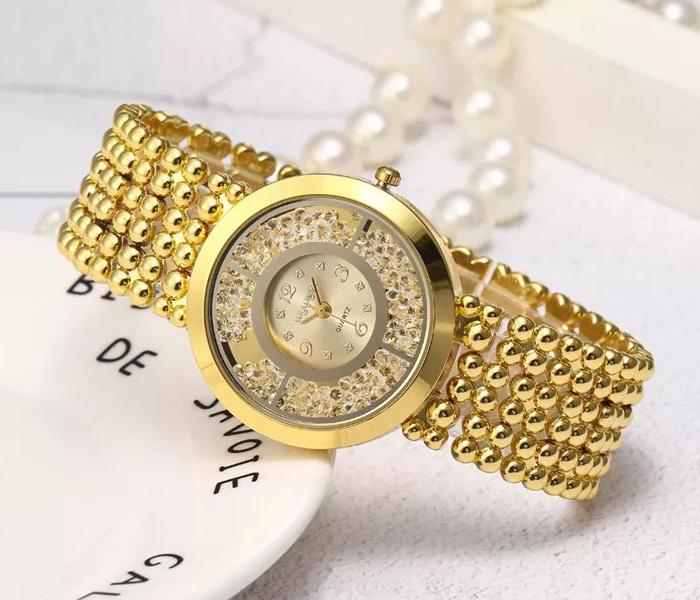 Diamond Stoned Bracelet Ladies Watch - Gold - Zoom Image 2