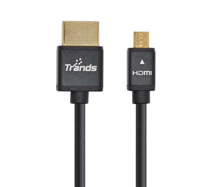 Trands TR-CA878 Type D Micro HDMI Male to Type A HDMI Male Cable - Black, 2 Meter - Zoom Image 3